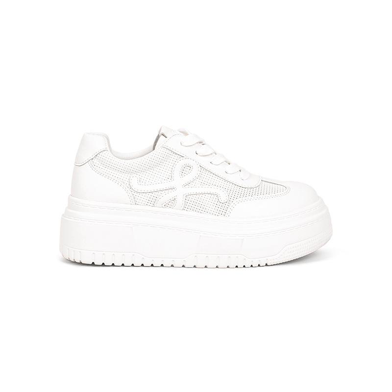 

Sheepskin version~ Luo Jia 2025 Korean version of mesh beautiful versatile breathable height increase sports leisure summer white shoes women 34