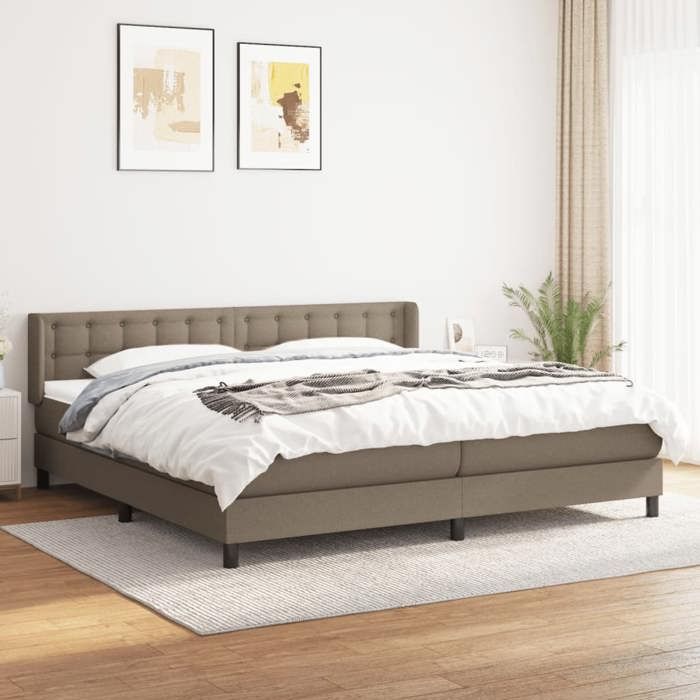3130061 vidaXL Divan Bed with Mattress Taupe 200x200 Cm Fabric