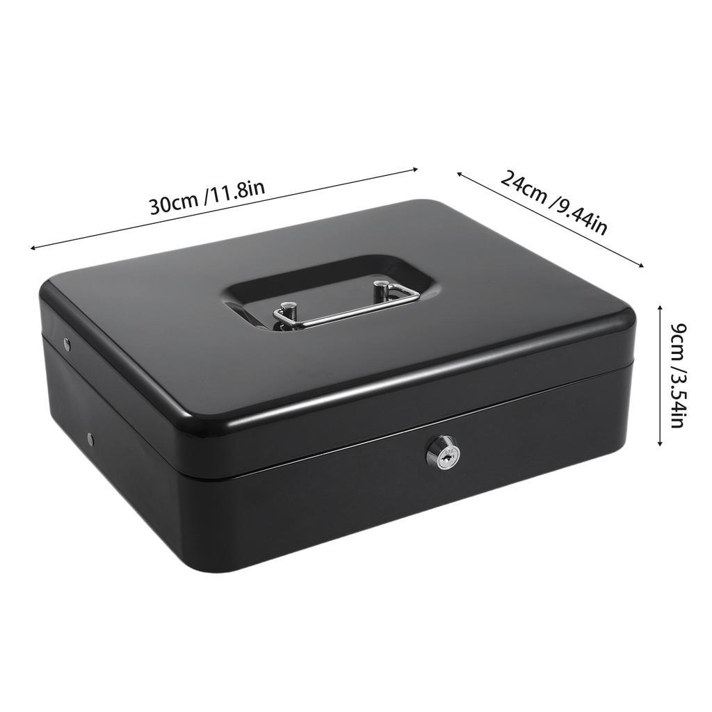 Cash Box Metal Money Box with 5 Coin Trays Cantilever Design & 4 Bill Slot with Spring Clips To Organize and 2 Keys
