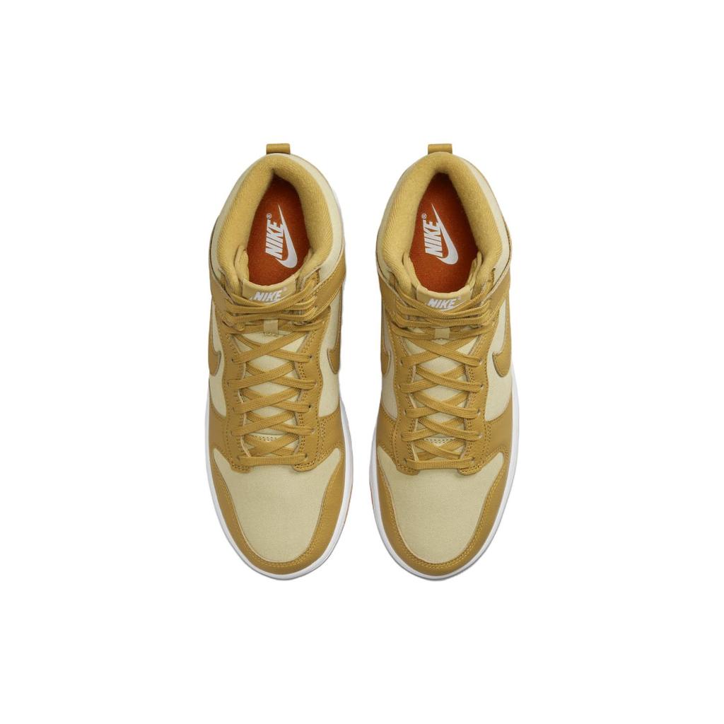 New Nike Dunk High Wheat Gold Safety Orange DV7215-700