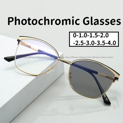 Duże okulary fotochromowe dla krótkowzroczności Unisex luksusowy design kocie oko okulary przeciwsłoneczne dla mężczyzn i kobiet retro okulary przeciwsłoneczne