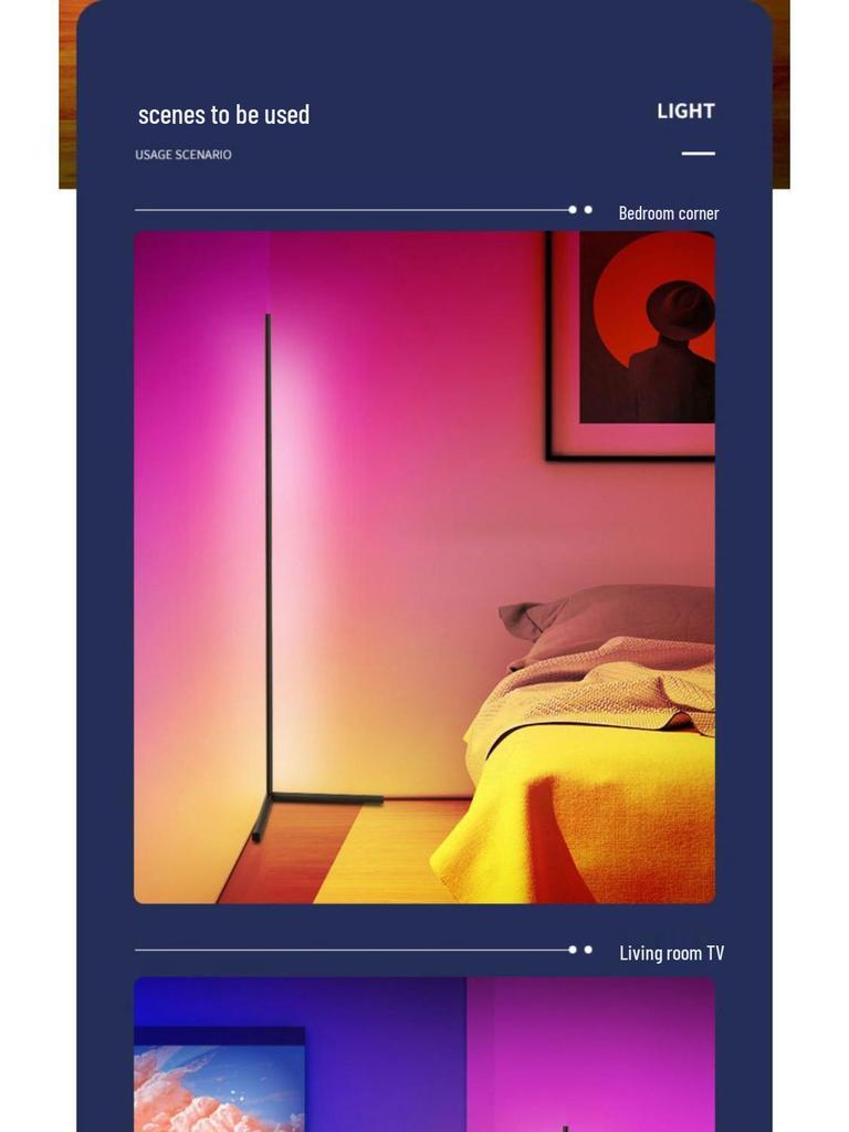 RGB Minimalist Corner Floor Lamp with LED Breathing Light