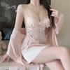Women's Silky Deep V Cutout Padded Backless Cami Dress with Robe Lounge Set