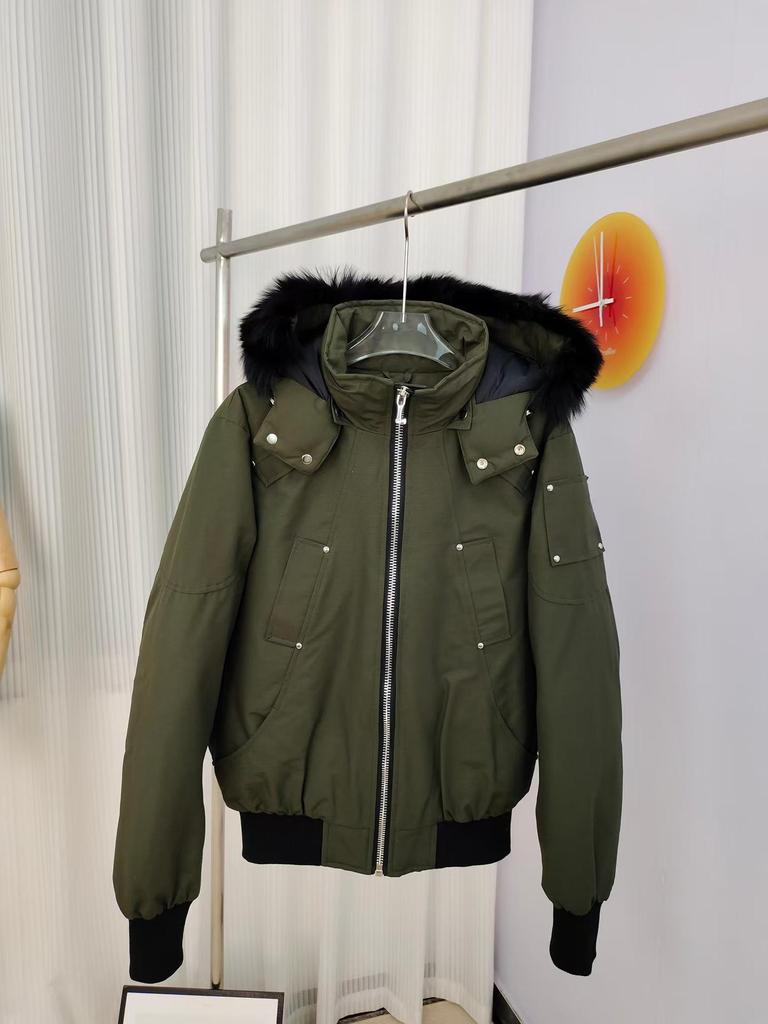 Men's Hooded Moose Down Jacket with Fox Fur Collar