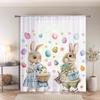 Single Panel Easter Bunny Curtain Rabbit Egg Pattern Pole Window Spring Kids Room Decor Sheer Polyester