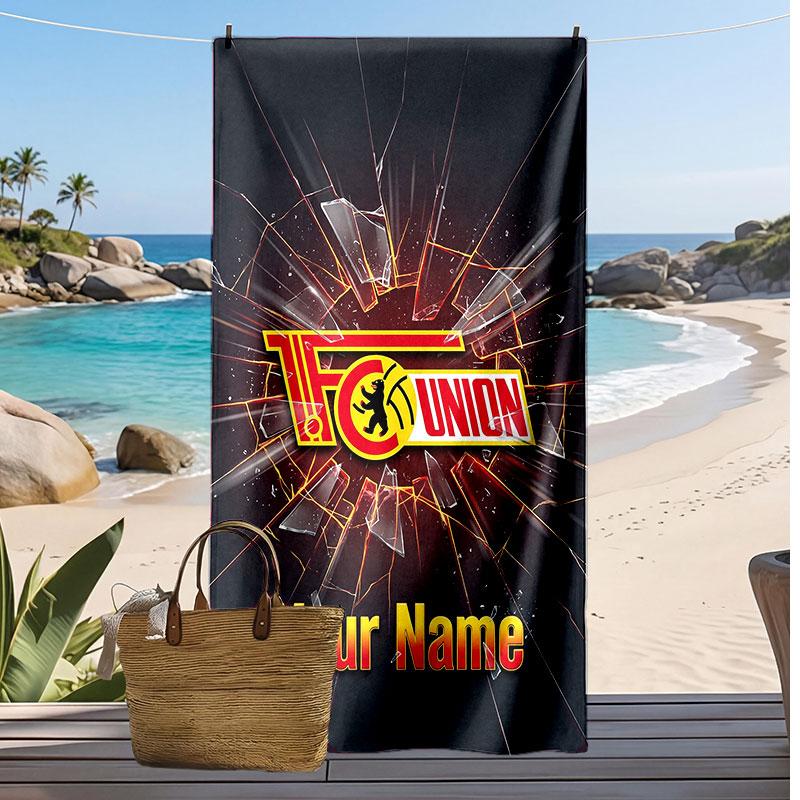 Union Berlin FC Personalisiertes Bedrucktes Strandtuch Fußballlogo Unterstützung Benutzerdefinierter Name Text Absorbierendes Handtuch Für Sport Reisen Besonderes Geschenk