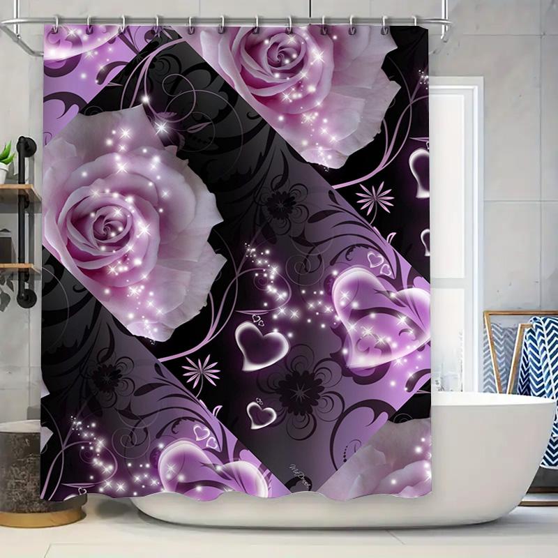 

Luxury Printed Shower Curtain With Romantic Flower Design For Bathroom Decor W60H190(CM)-1 Pcs