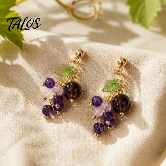 Summer Aesthetic Jewelry 1 Pair Grape Earring for Women, Cute Fruit Dangle Drop Earrings, Unique Shaped Earrings 3D Purple Gifts Party Everyday