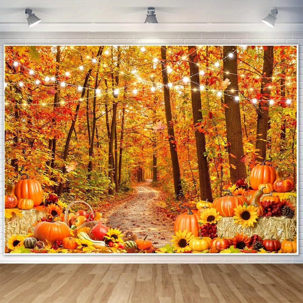 1 piece of photography background cloth Thanksgiving forest natural scenery autumn harvest pumpkin party decoration 150X100