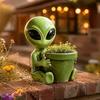 Indoor Outdoor Plant Containers Funny Alien Planter, Resin Flower Pot, Decorative Sci-Fi Theme Holders Pot for Succulents, Cactus, Sci-fi Lovers Gift