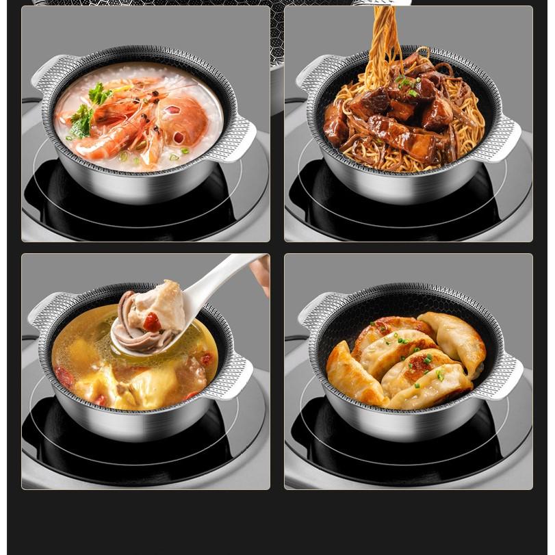 Tri-ply Nonstick StockPot/Cooking Bowl,Compatible with Induction, Gas, and Open Flame Stoves, Made of 316 Stainless Steel with Honeycomb Texture