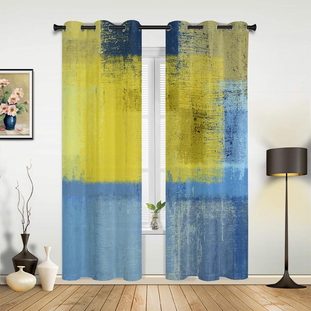 Oil Painting Abstract Hand Painted Vintage Curtains for Bedroom Living Room Drapes Kitchen Kid's Room Window Curtain Home Decor