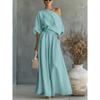 Elegant Summer Top And Pants Set With Polyester Fabric For Womens Casual Office Wear