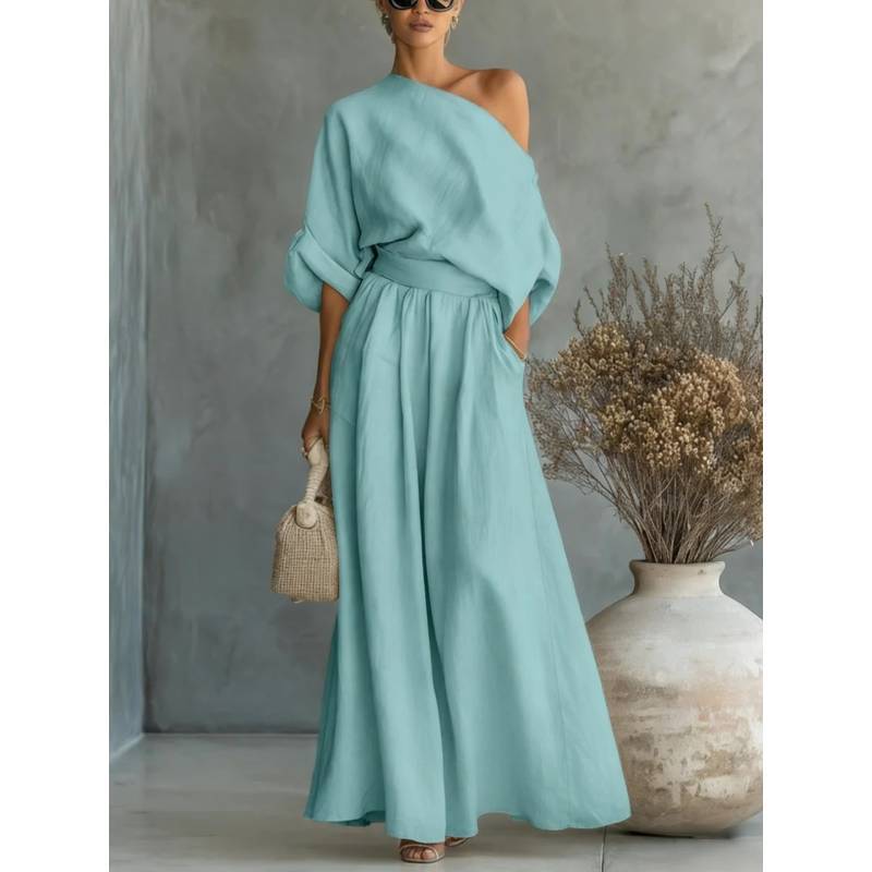 Elegant Summer Top And Pants Set With Polyester Fabric For Womens Casual Office Wear