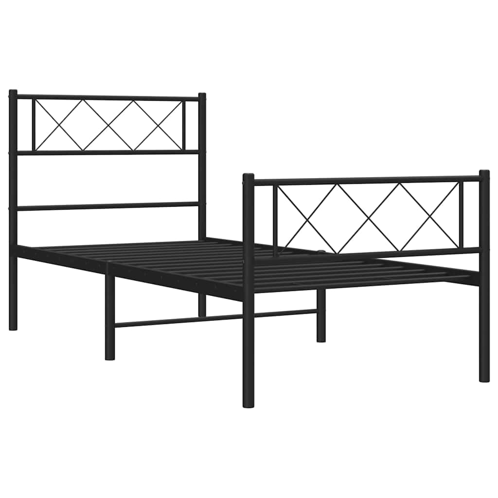 Vidaxl Struttura Letto in Metallo con Testiera e Pediera, Nera, 100X200cm
