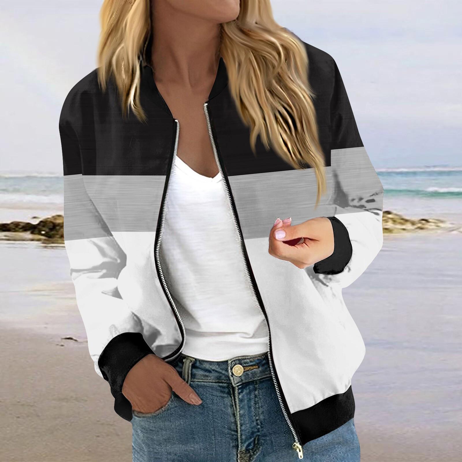 

Куртки для женщин, легкие укороченные куртки с длинным рукавом на молнии, модная верхняя одежда с принтом, повседневные стеганые куртки с карманами L белый