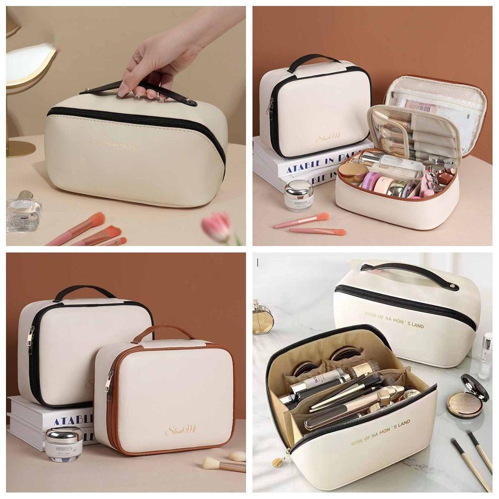 Zipper Pillow Makeup Pouch Detachable Travel Wash Bag Portable PU Leather Cosmetic Bag Outdoor