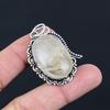 925 Silver Natural Golden Rutile Wedding Bezel Art Deco Daughter Pendant Jewelry