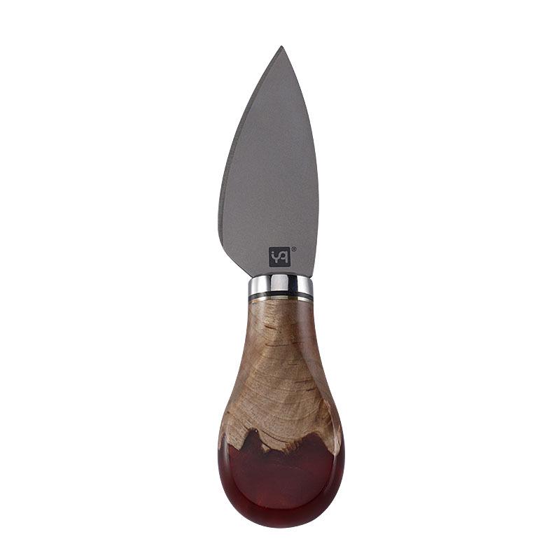 High-End Pure Titanium Cheese Knife Set with Red Resin Wood Handle