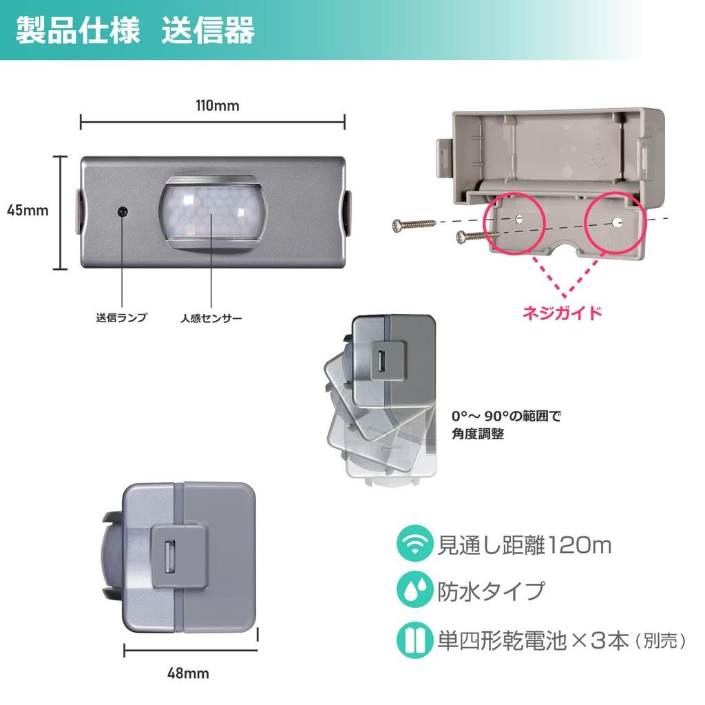 ELPA Wireless Chime Sensor Set Intercom No Installation Required Nursing Care Wireless No Wiring Required EWS-S5033