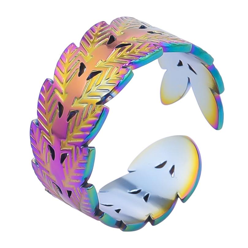 Rainbow Color Stainless Steel Rings For Women Men Accessories Punk Hollow Geometric Snake Ring Fashion Jewelry Adjustable Bague