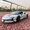1/24 Ferrari SF90 SF90XX Alloy Sports Car Model Diecasts Metal Racing Vehicles Car Model Simulation Sound Light Collection Kids Toy Gift