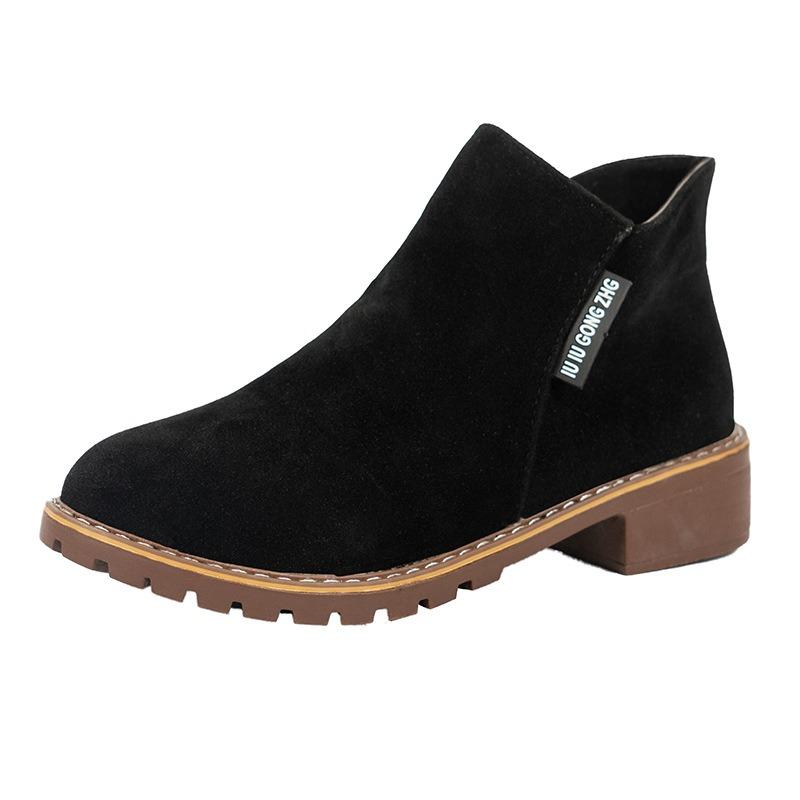 

2018 autumn and winter new velvet Martin boots women s side zipper short boots women s low heel low tube student college style women 35 чёрный