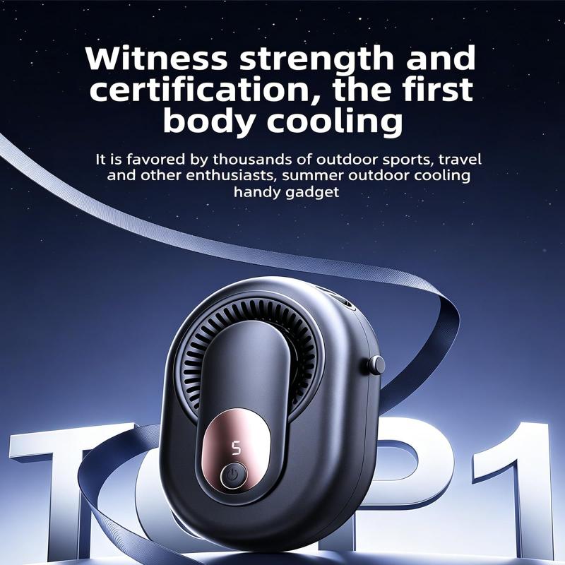 Portable Rechargeable Neck Fan 5 Adjustable Speeds Long Lasting Airflow For Outdoor Travel Office Use
