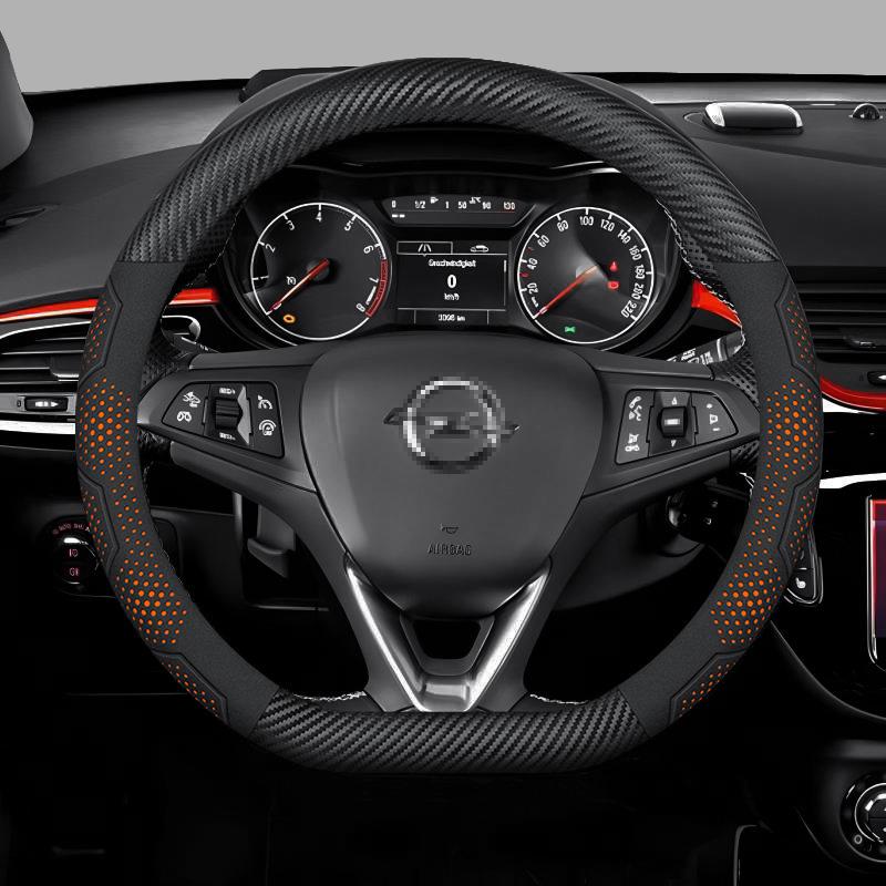 Opel OPCline ASTRA CORSA INSIGNIA MOKKA VECTRA GTC Tigra Carbon Fiber Suede Leather Car Steering Wheel Cover Auto Accessories
