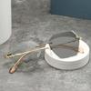 Ladies Diamond Cutting Color Changing Myopia Glasses Luxury Rimless Square Near Sight Eyewear Finished Pochromic Sunglasses