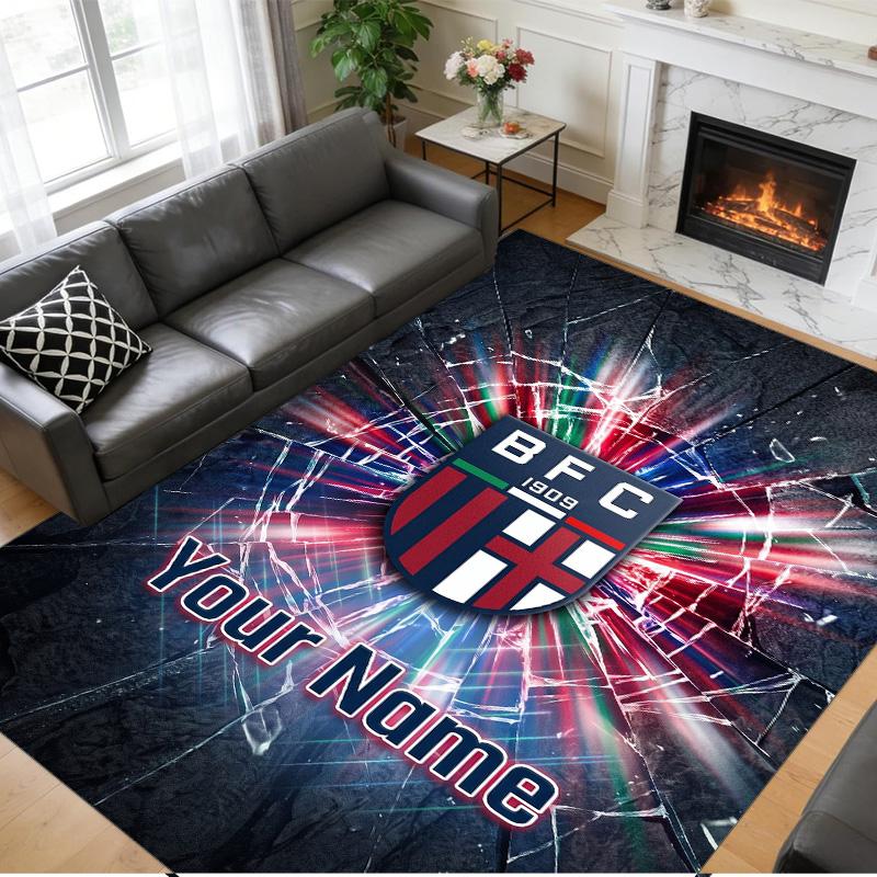Crystal Velvet Rug Custom Name Text, Soft Non Slip Floor Mat Home DecorBologna FC