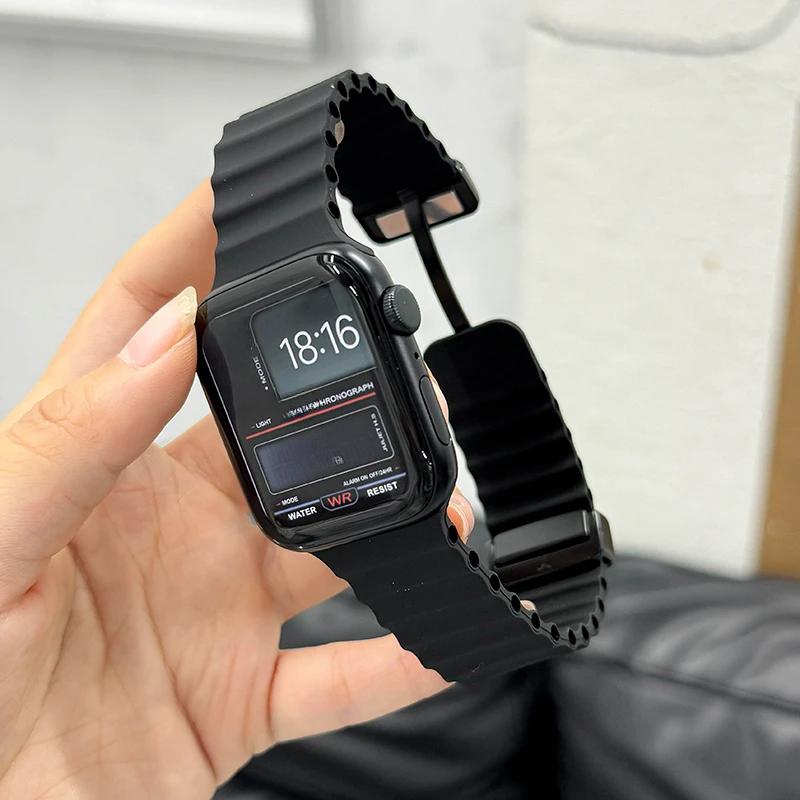 Ocean-Armband für Apple Watch 10 9 8 7 Ultra-Armband 46mm 45mm 49mm 44mm 41/42mm Silikon Magnetisches Sportarmband iWatch Series se 6
