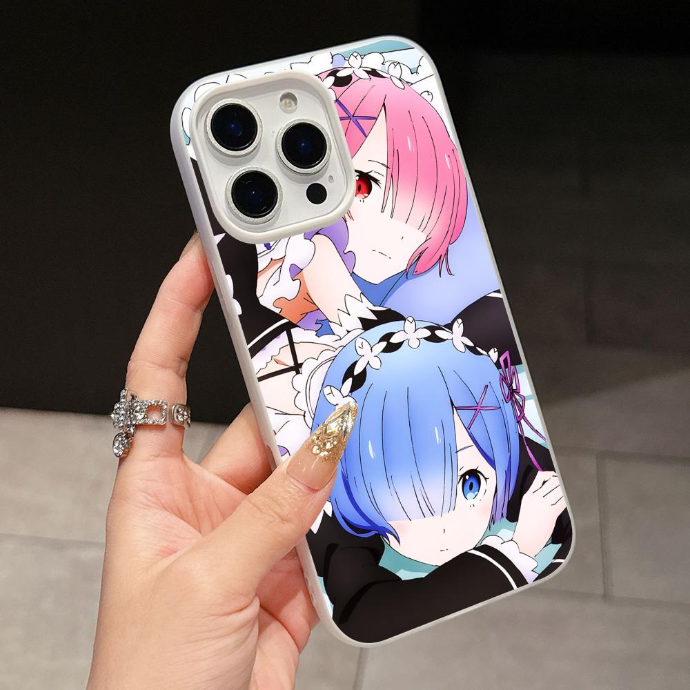 ReZero Rem Ram Jelly Double layer White Mobile Phone Case for iPhone 17 16 15 14 13 12 11 Air Pro Max Plus Protective