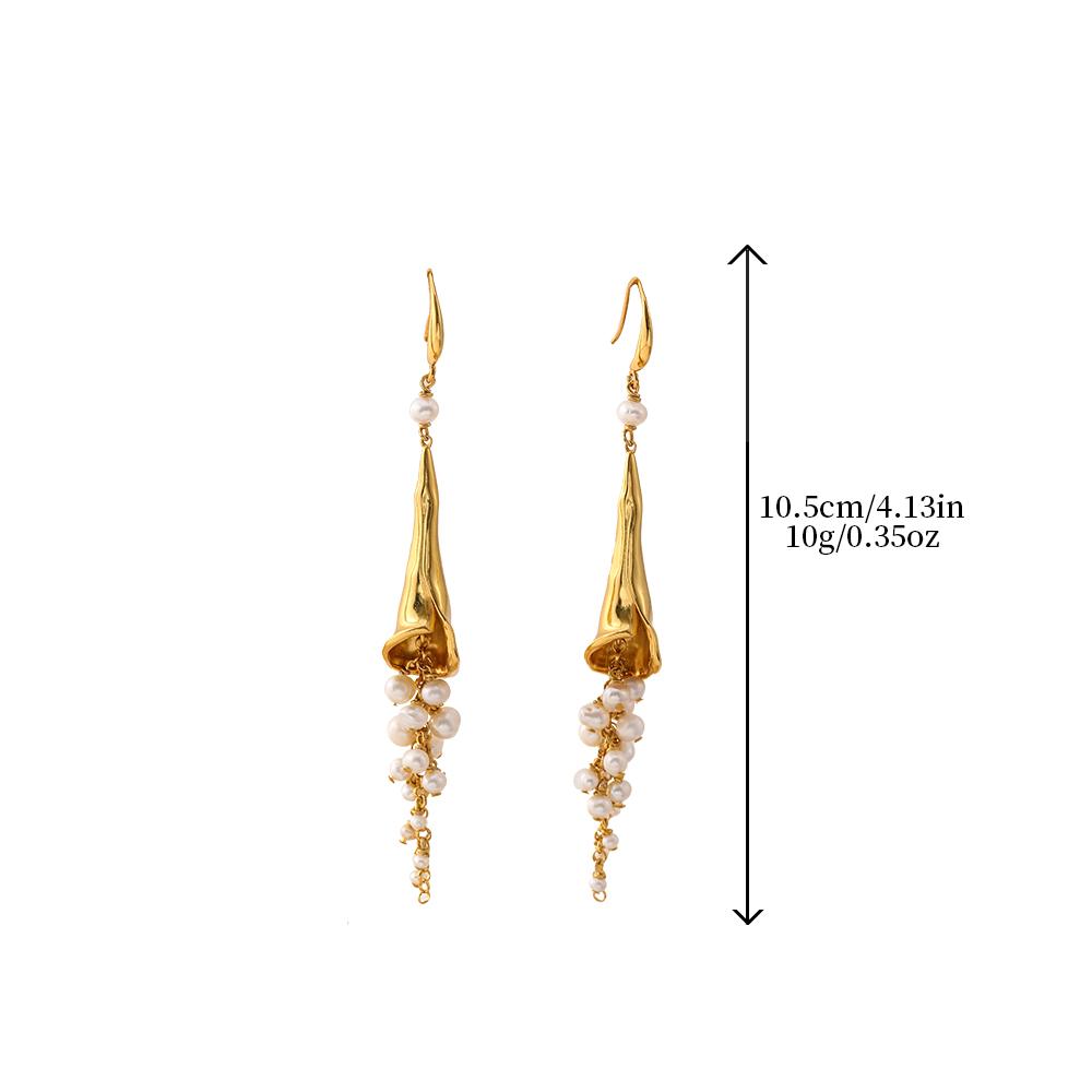 French Style Elegant Tassel Long Purple Crystal Natural Pearl Earrings Luxurious and Sophisticated Retro Jewelry