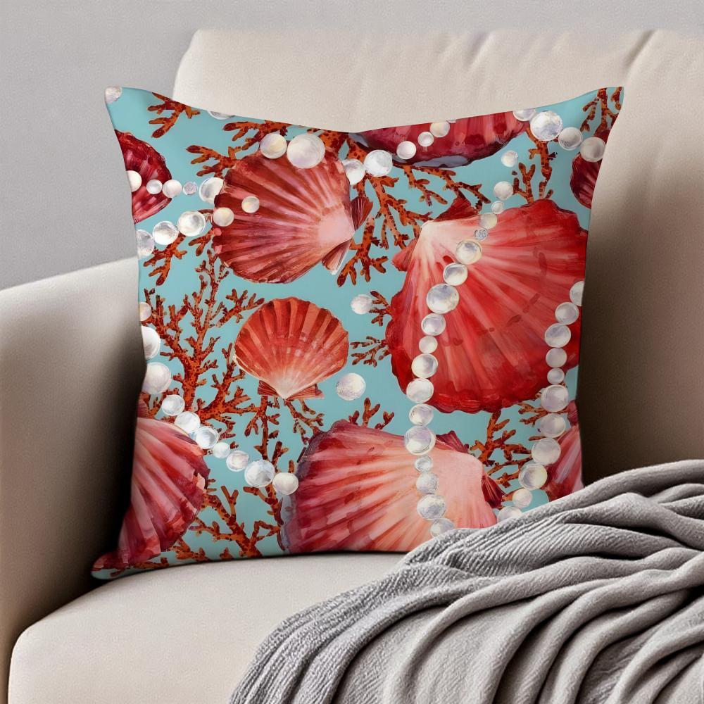Ornate Elegant Pearl Shell Cushion Cover Pillowcase Antidustmite Invisible Zipper Short Plush Sofa Cushion