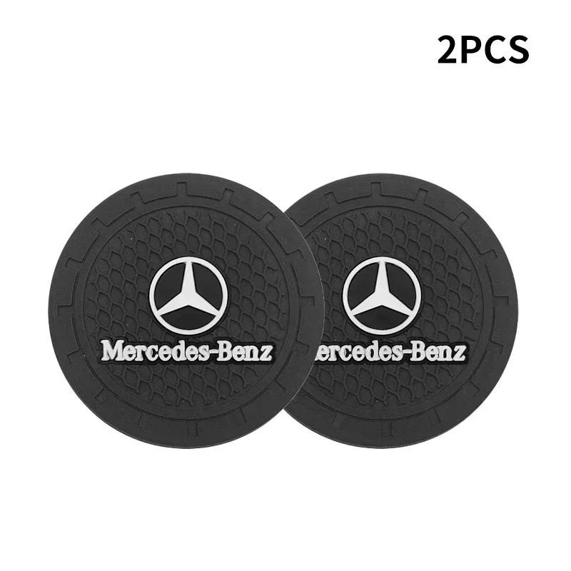 1/2pcs Car Coasters Water Cup Slots Non-Slip Mat for Mercedes Benz W203 W204 W205 W206 W212 W213 W222 W223 E300 C200 Accessories KR9
