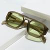 Y2K Retro Square Small Sunglasses Trendy Transparent Green Glasses Vintage Unisex Eyewear for Women Men Bold Fashion Accessories