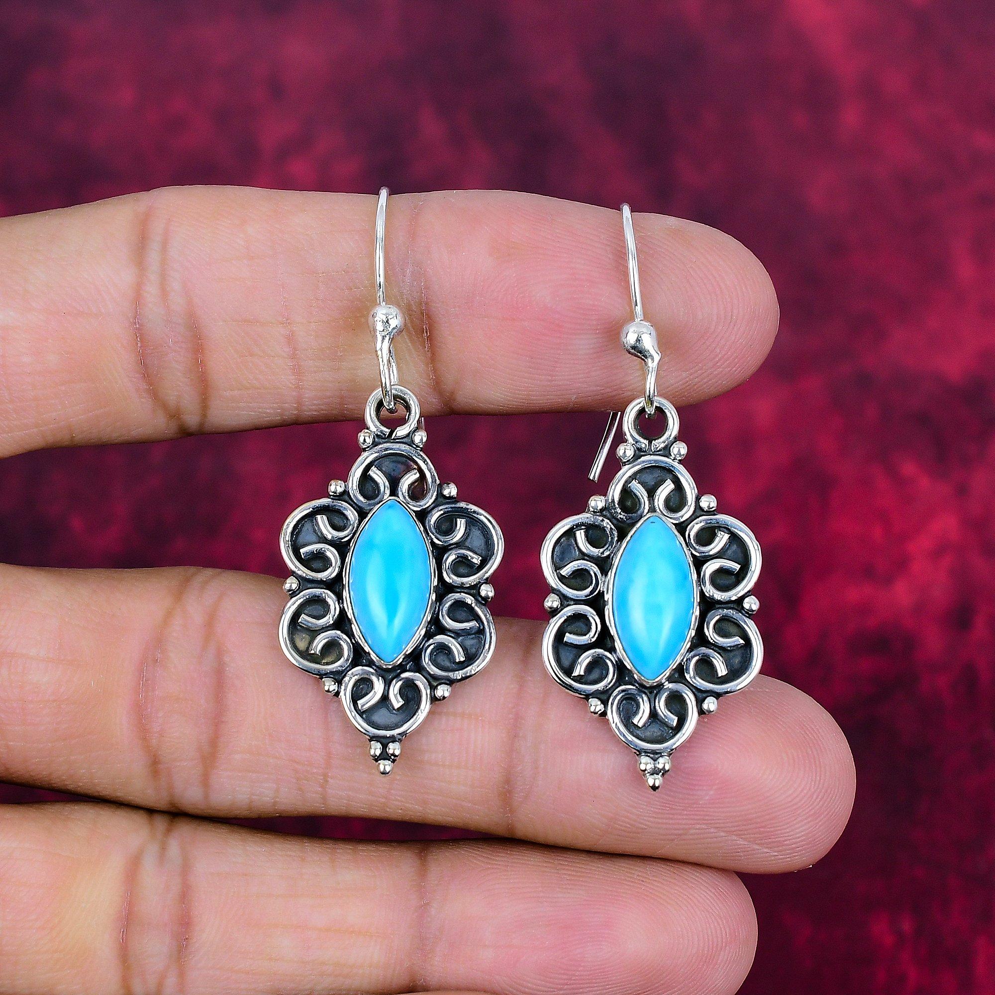 

Серьги из цельного серебра 925 пробы со спящей бирюзой, серьги с драгоценными камнями ручной работы, подарки для жены, абсолютно новые серьги 1.96 Inches