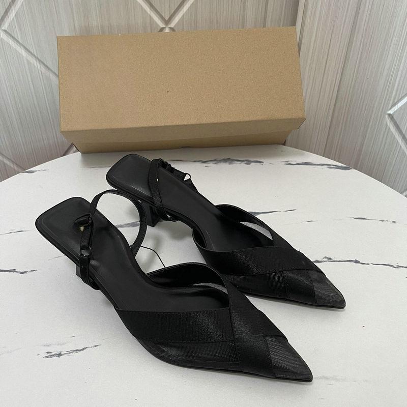 Fashion Trendy Brand 2025 French Pointed-Toe Style Cross-Mesh Thin Heel High Heels With Elastic Backheel Straps For Women'S Sandals