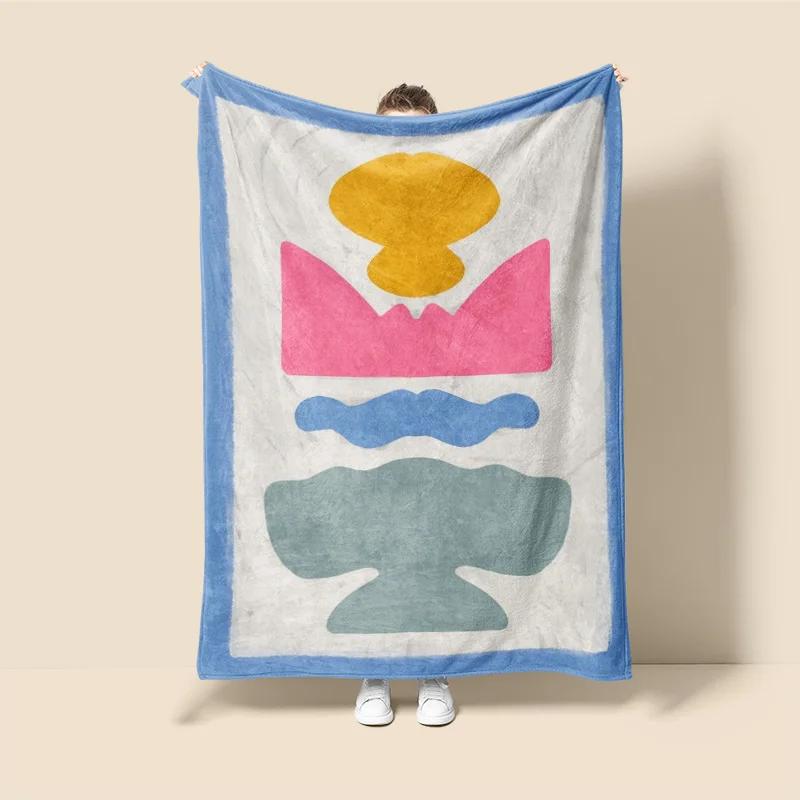 

Scandinavian Ins Style Morandi Blanket Abstract Geometric Design Anti-Static Dust Netroots With The Same Sofa Cover Blanket W60H190(CM)-1 Pcs