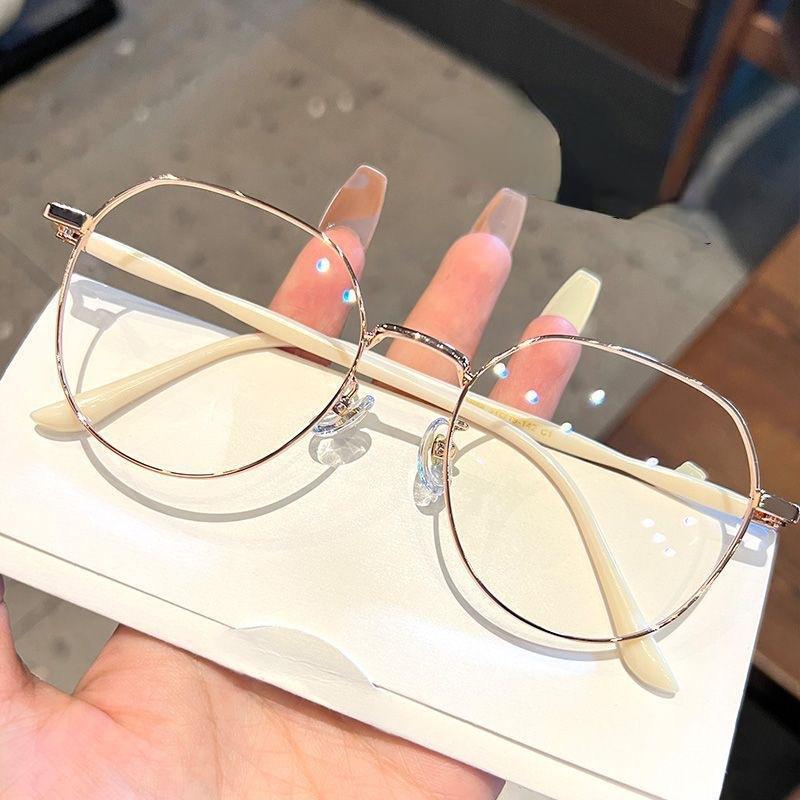 Oversized Round Frame Myopia Eyeglasses Fashion High Definition Near Sight Goggle Blue Light Blocking Eyewear 0-1.0-1.5-2.0-4.0