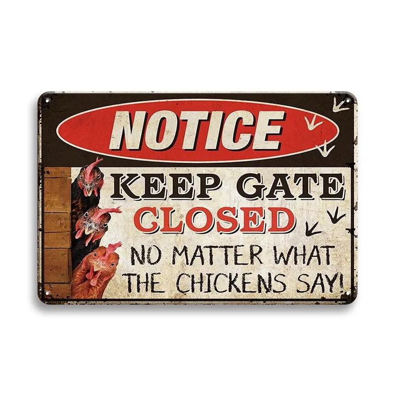 Farm Chicken Färska ägg Metall Plåtskyltar Vintage plakett Väggdekor Plåttallrik Retro affisch Bar Happy Farm Hem Väggdekor