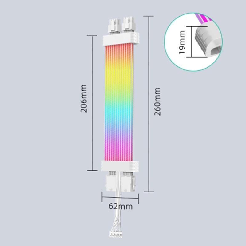 Flexible Silicone 24Pin ARGB GPU Power Cable Wireless Control Function Customizable ARGB Light Strips Easy Installation