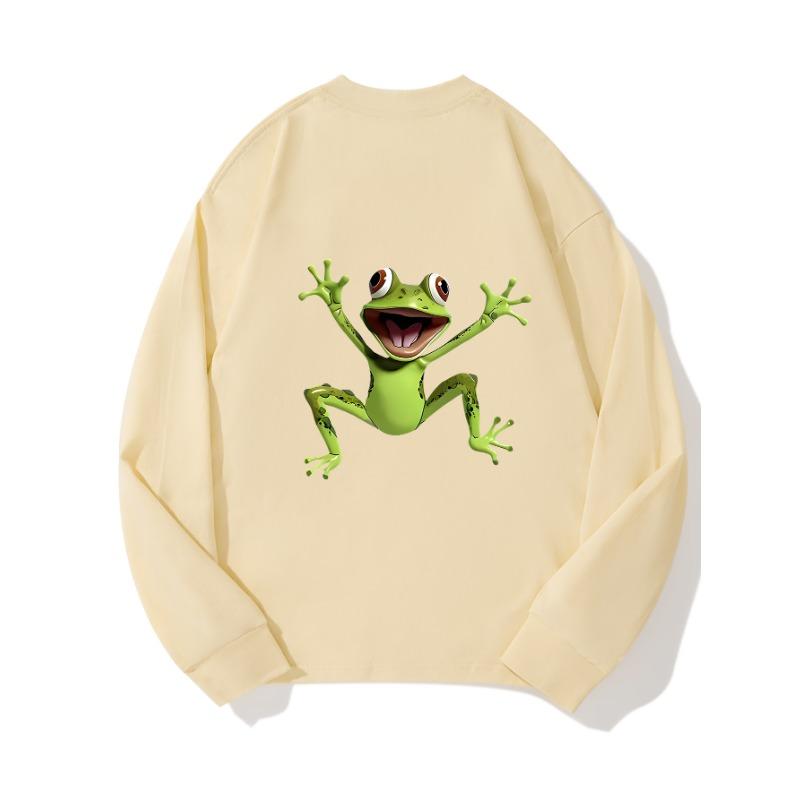 

Green Toad Осенняя одежда с длинными рукавами из чистого хлопка, новый мужской и женский топ, весенний внутренний слой, базовая рубашка, футболка с круглым вырезом и длинными рукавами XXL бежевый