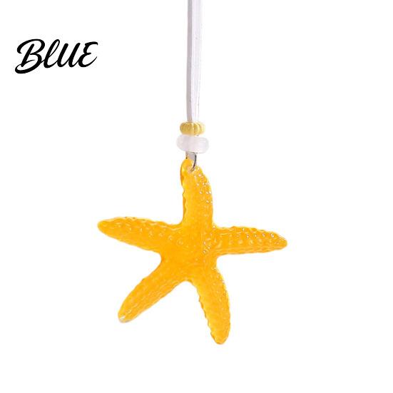 Starfish Holiday Necklace Resin Pendant Adjustable String Seaside Themed Jewelry