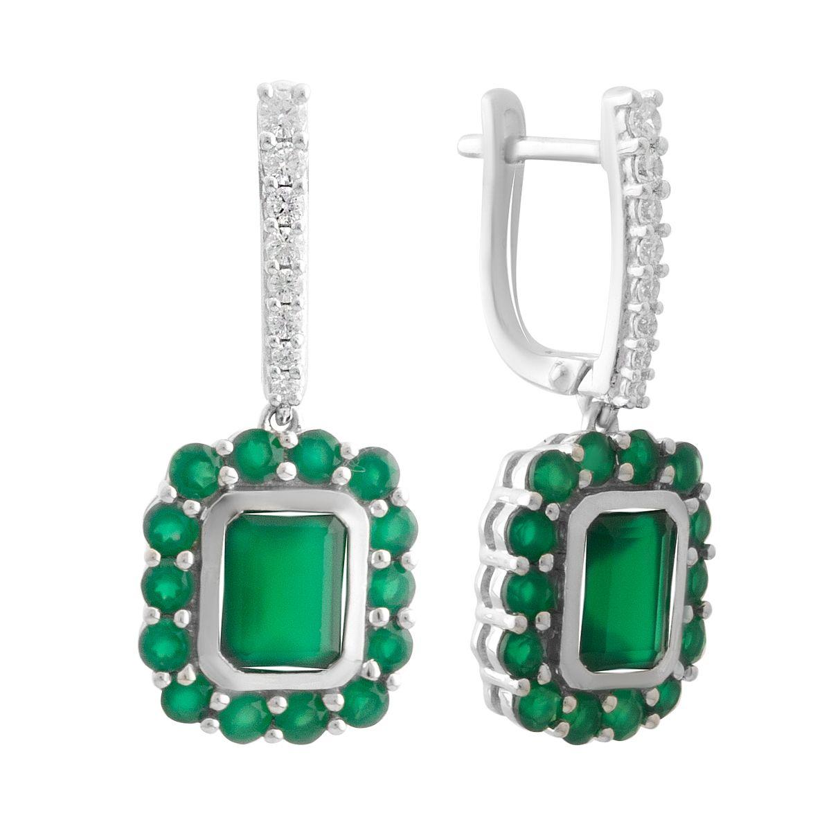

Silver earrings with natural agate 7.73ct (2181811) смарагдовий