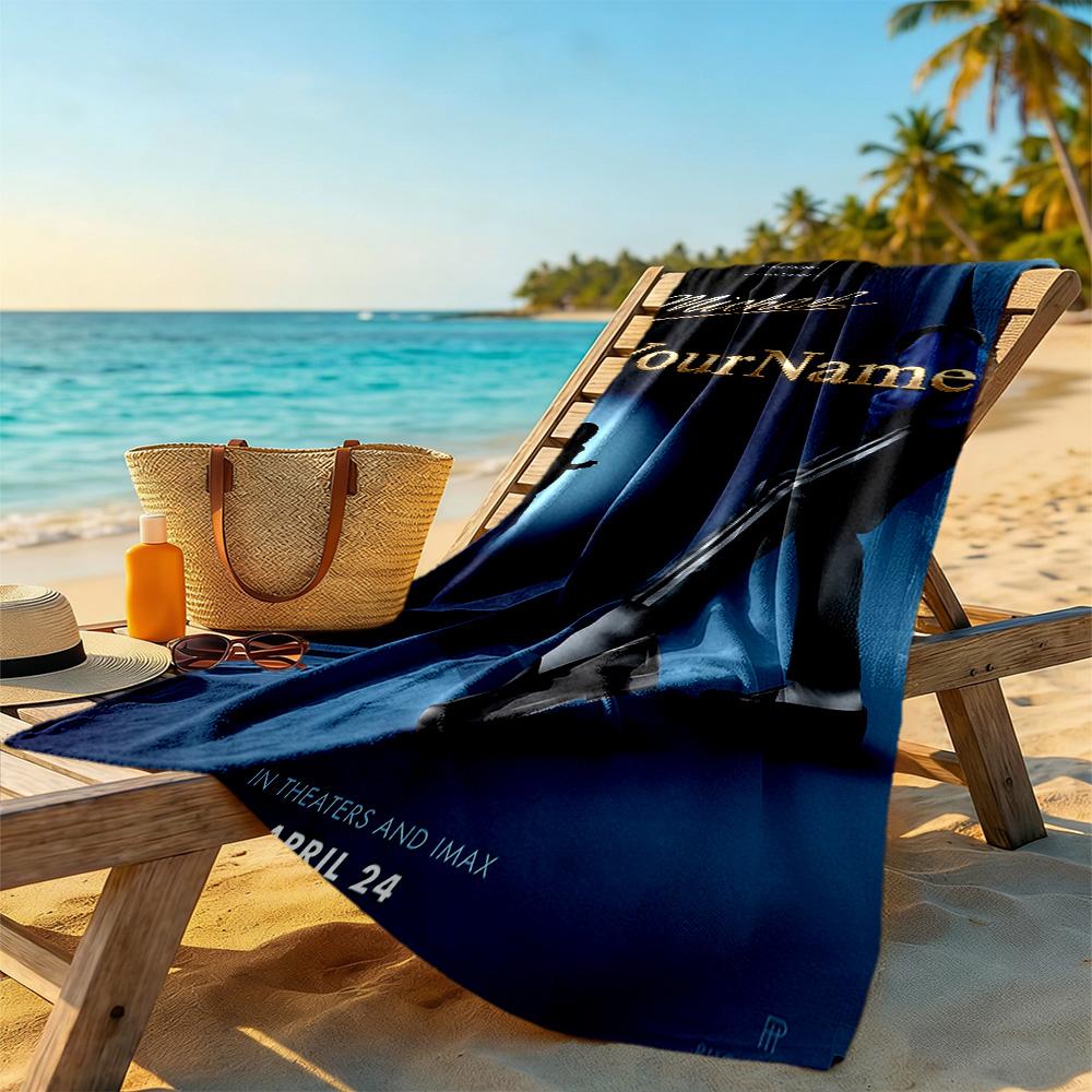 Michael Jackson Customize Text Beach Towel Quick-Dry Soft Microfiber Perfect for Traveling Yoga Camping and Swimming