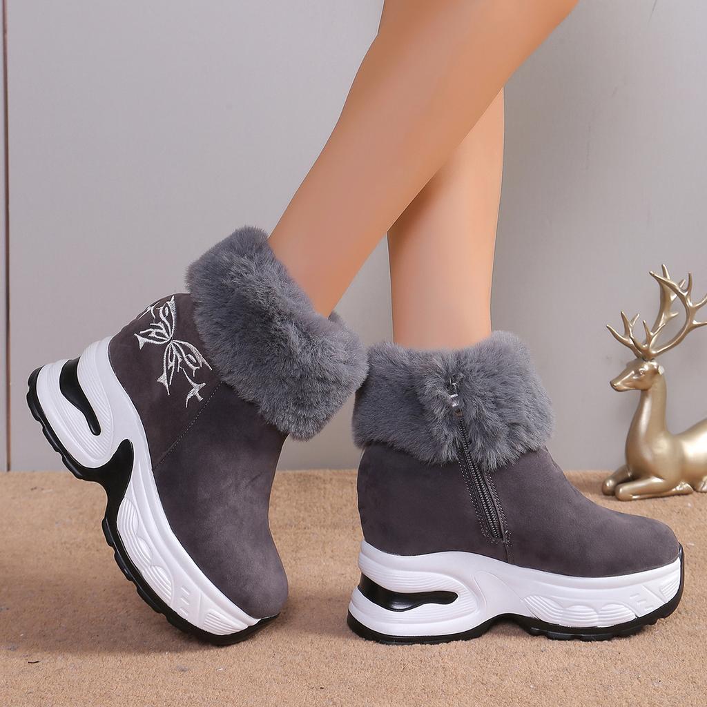 Women's lightweight comfortable thick sole cold warm padded snow boots non-slip wear outdoor sports furry mouth cotton boots