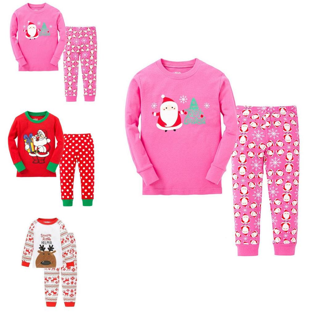 Novo Conjunto de Roupa de Natal em Mistura de Algodão Para Crianças Aconchegante Macio Confortável Roupa de Dormir