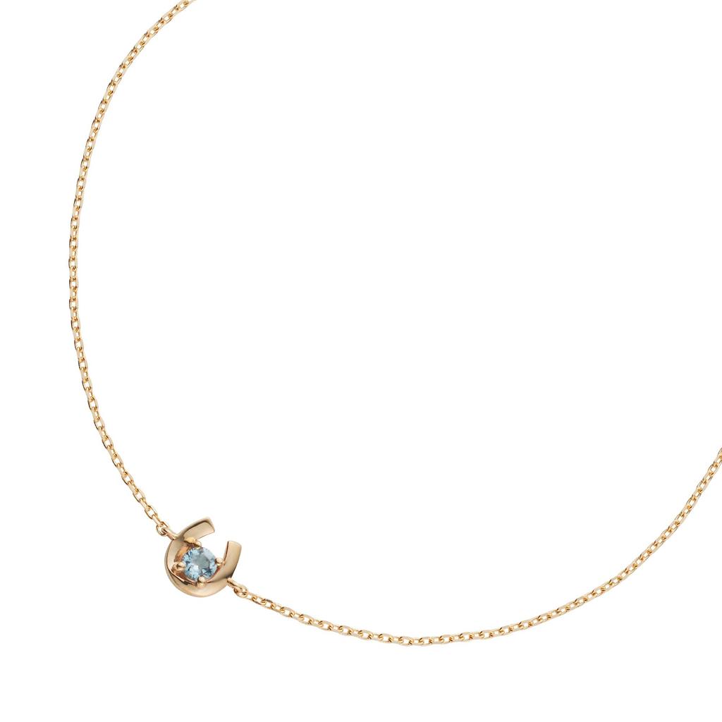 10K Yellow Gold Bracelet with Aquamarine and Horseshoe Birthstone AJVB4103LSAQ [Official] [Vendome Aoyama] (March Birthstone)